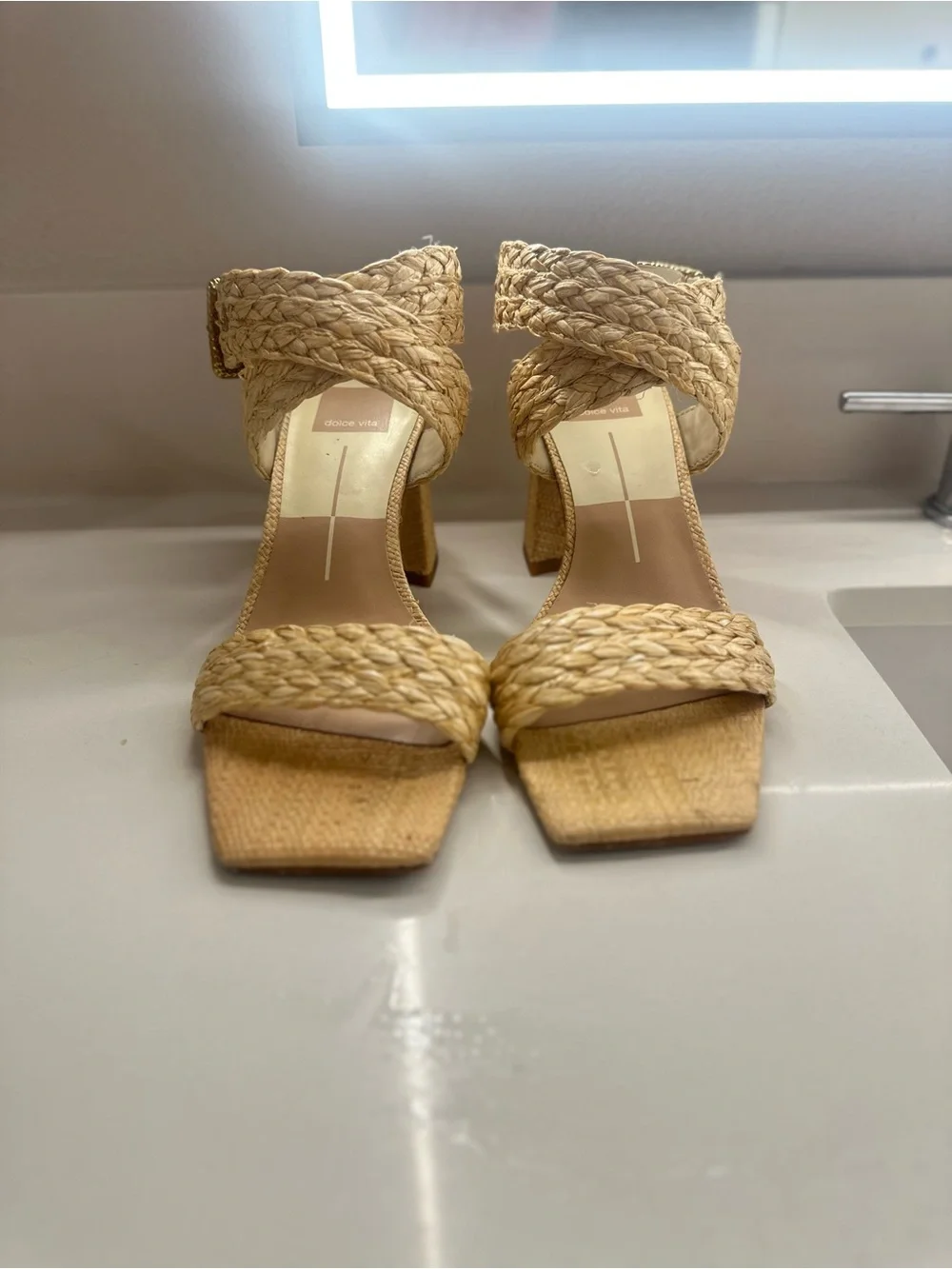 Dolce Vita Braided Natural-Tone Wedge Sandal